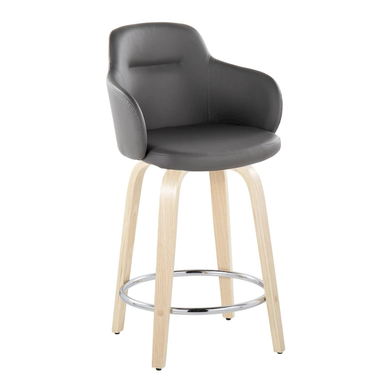 Tabouret de comptoir Carson Carrington Iglabo à hauteur fixe de 61 cm avec pieds en bois courbé et repose-pieds rond (lot de 2)