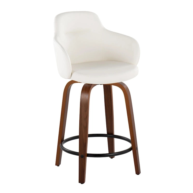 Tabouret de comptoir Carson Carrington Iglabo à hauteur fixe de 61 cm avec pieds en bois courbé et repose-pieds rond (lot de 2)