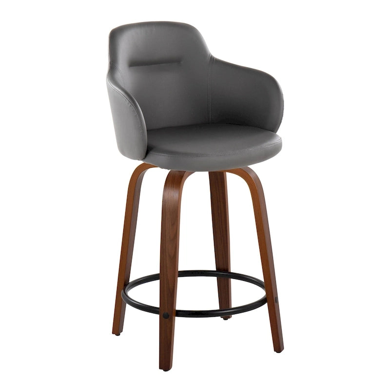 Tabouret de comptoir Carson Carrington Iglabo à hauteur fixe de 61 cm avec pieds en bois courbé et repose-pieds rond (lot de 2)