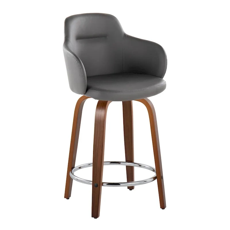 Tabouret de comptoir Carson Carrington Iglabo à hauteur fixe de 61 cm avec pieds en bois courbé et repose-pieds rond (lot de 2)