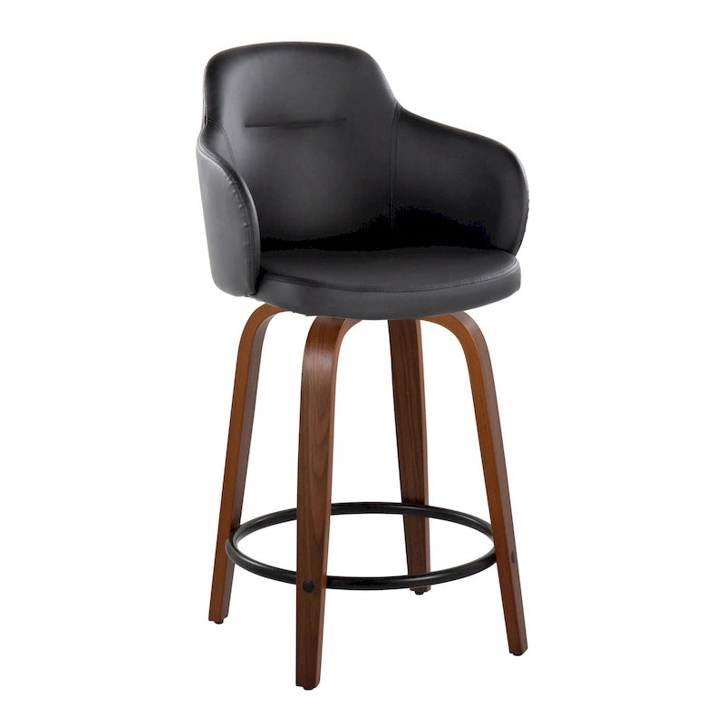 Tabouret de comptoir Carson Carrington Iglabo à hauteur fixe de 61 cm avec pieds en bois courbé et repose-pieds rond (lot de 2)