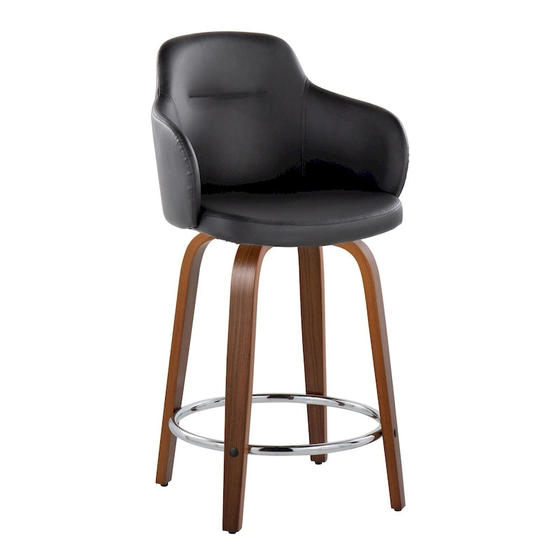 Tabouret de comptoir Carson Carrington Iglabo à hauteur fixe de 61 cm avec pieds en bois courbé et repose-pieds rond (lot de 2)