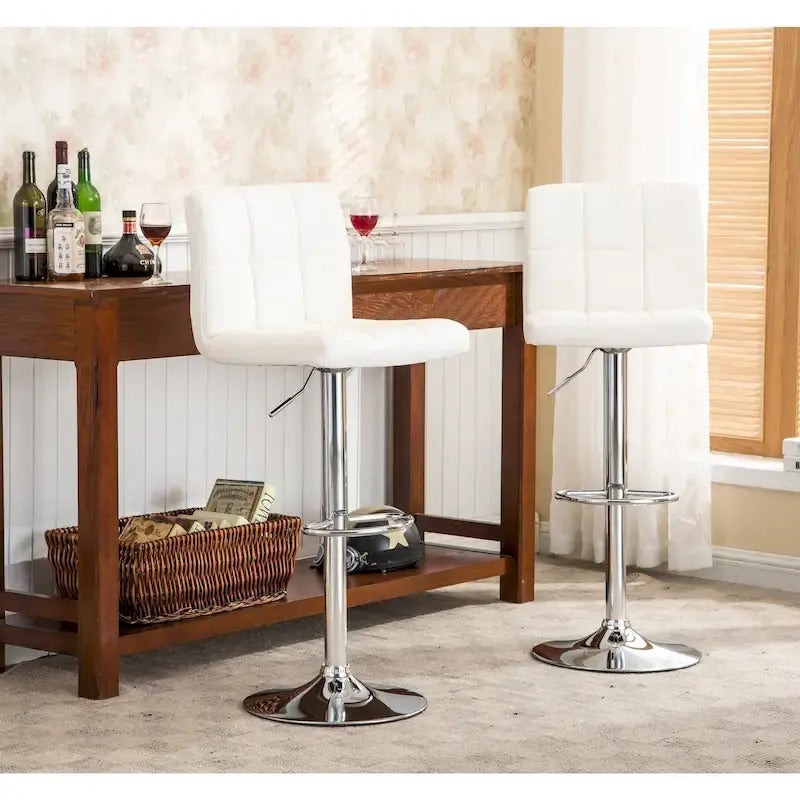 Tabourets de bar réglables en chrome rembourrés Galena de Porch & Den (lot de 2)