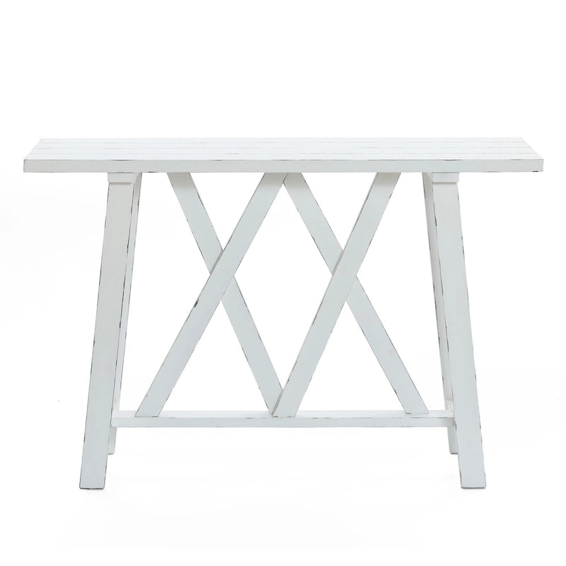 Consolle e Tavolo d'ingresso rustico bianco - 32,5 A x 47,9 L x 15 P
