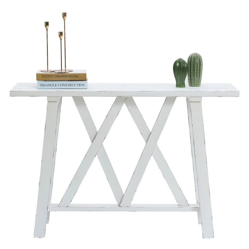 Consolle e Tavolo d'ingresso rustico bianco - 32,5 A x 47,9 L x 15 P