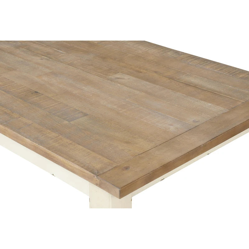 Roundhill Furniture Prato, tavolo da pranzo in legno bicolore con finitura bianco anticato e rovere invecchiato