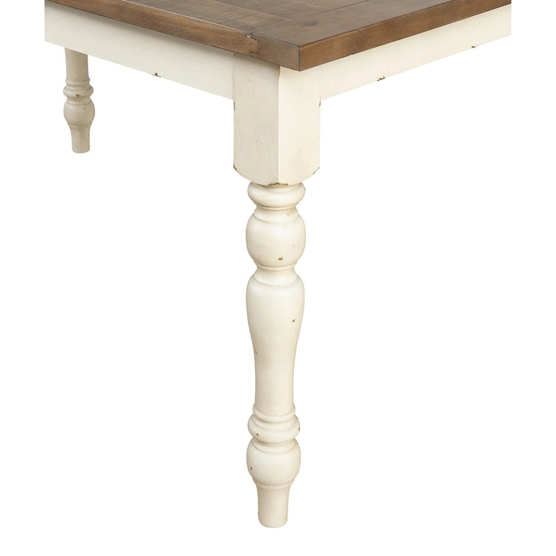 Roundhill Furniture Prato, tavolo da pranzo in legno bicolore con finitura bianco anticato e rovere invecchiato