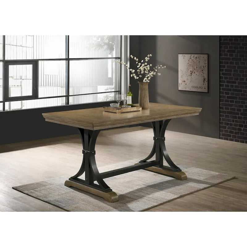 Set da pranzo ad altezza bancone Roundhill Furniture Birmingham da 6 pezzi con tavolo con finitura Driftwood e sedie con borchie
