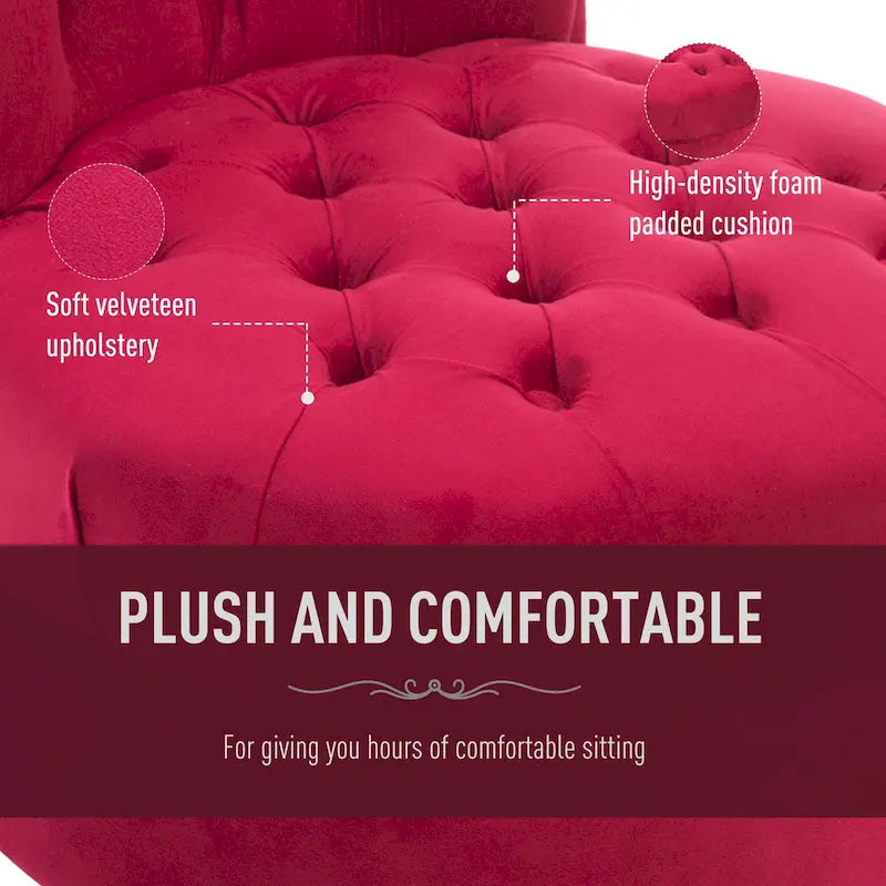 Poltrona a pozzetto in velluto rosso con schienale alto e trapuntato, modello Hayworth 45, di Silver Orchid