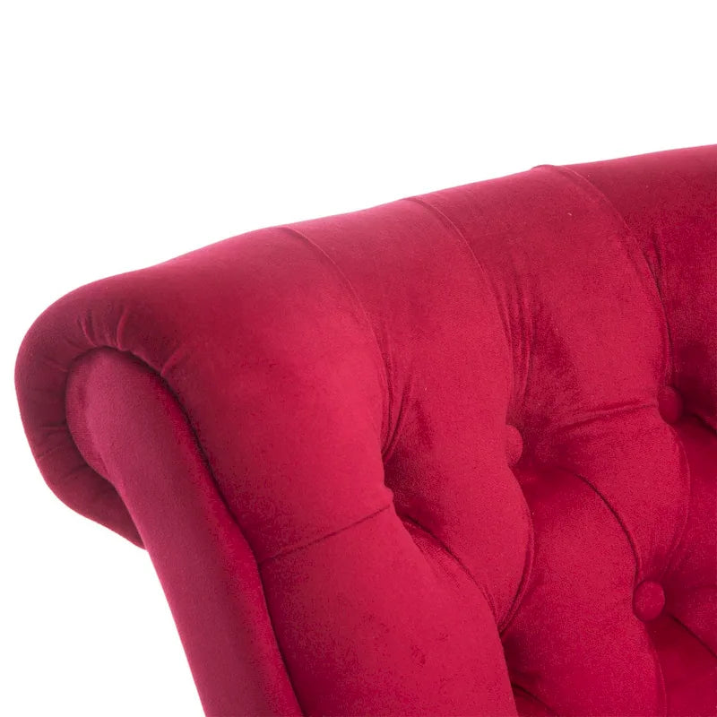 Poltrona a pozzetto in velluto rosso con schienale alto e trapuntato, modello Hayworth 45, di Silver Orchid
