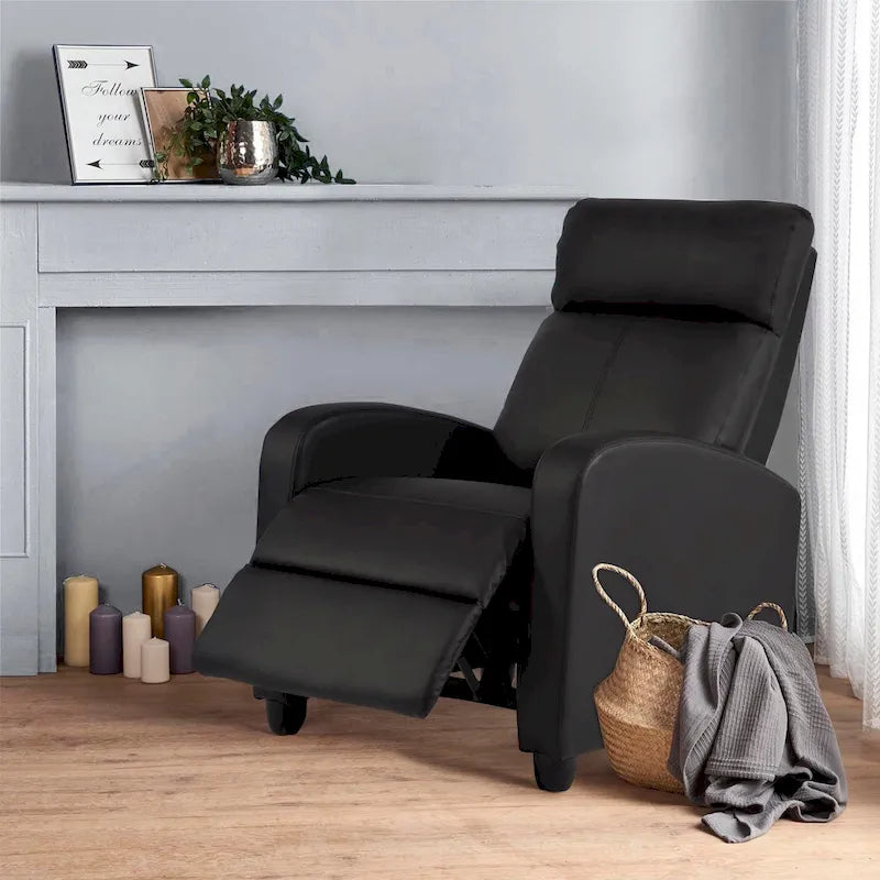 Poltrona reclinabile per massaggio a 2 punti Nell Black in similpelle di Furniture of America