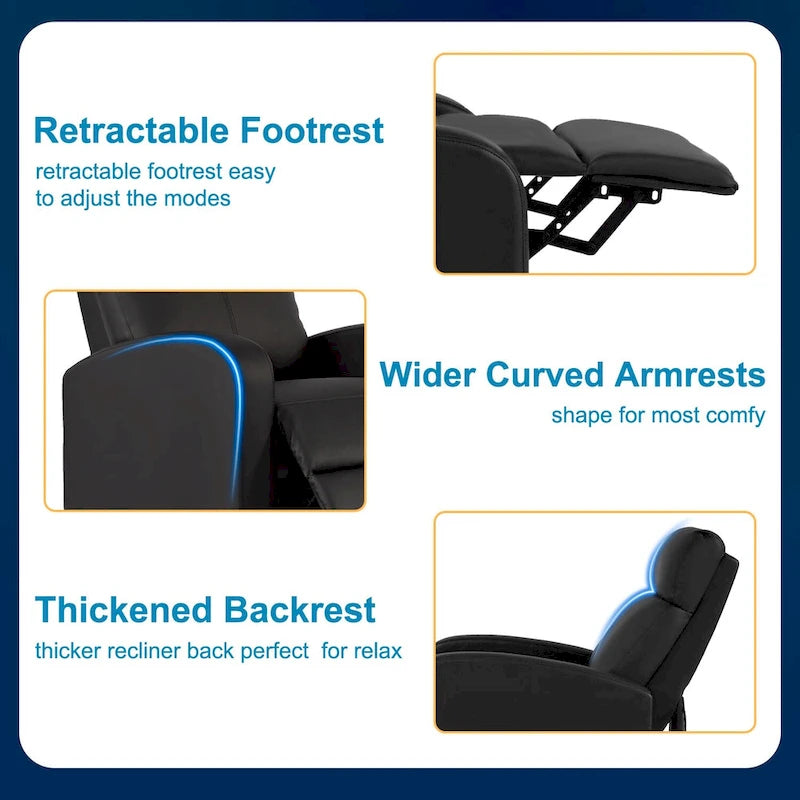 Poltrona reclinabile per massaggio a 2 punti Nell Black in similpelle di Furniture of America