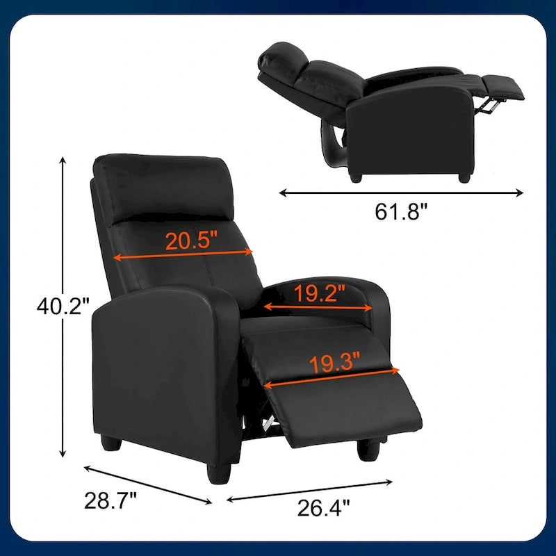 Poltrona reclinabile per massaggio a 2 punti Nell Black in similpelle di Furniture of America