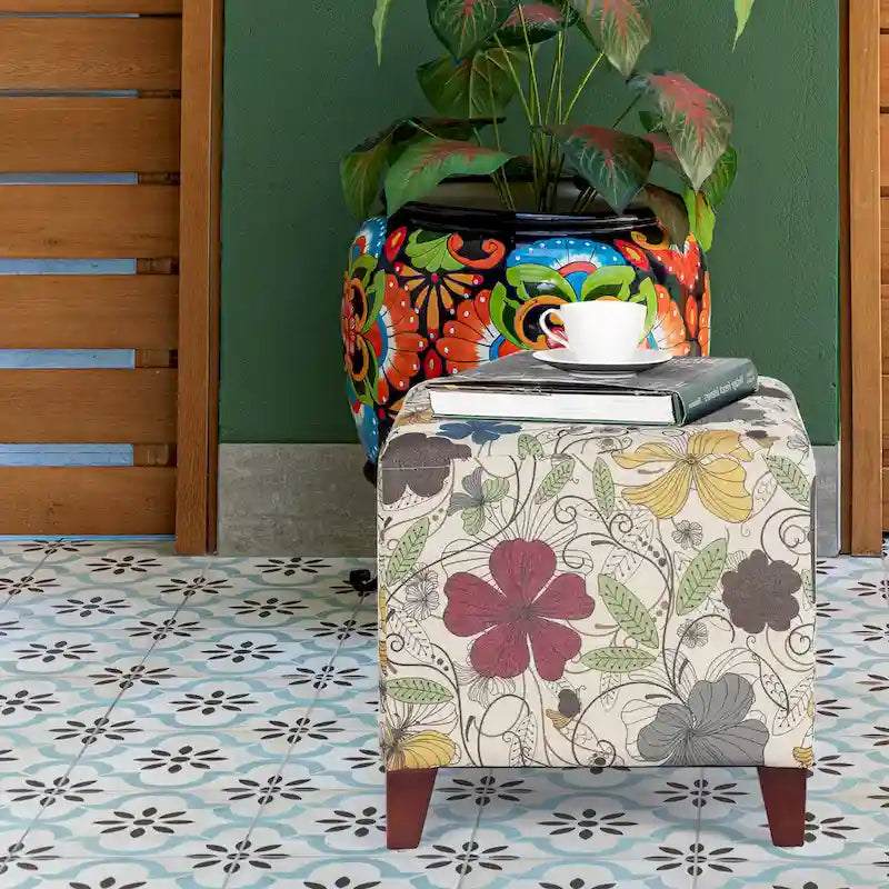 Adeco Sgabello Pouf Ottomano Cubo 16.3
