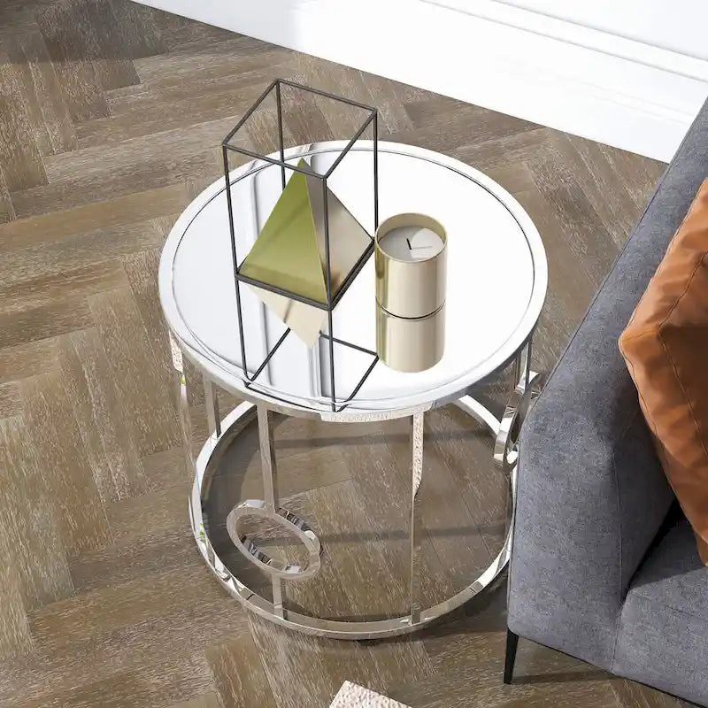 Tavolino a specchio Hoop Glam Chrome da 23 pollici di Furniture of America