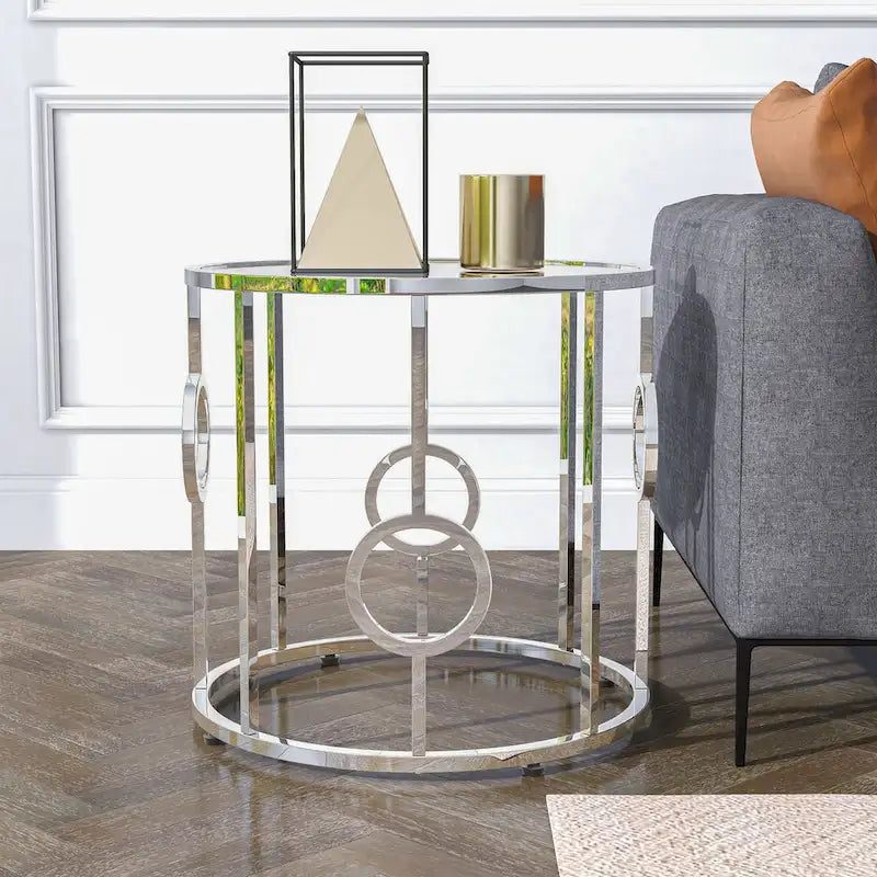 Tavolino a specchio Hoop Glam Chrome da 23 pollici di Furniture of America