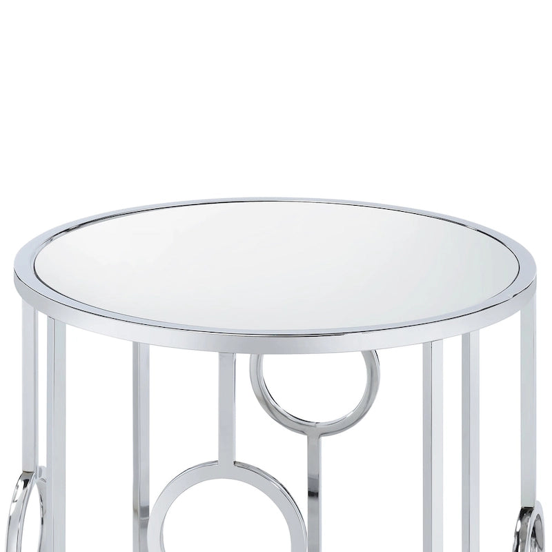 Tavolino a specchio Hoop Glam Chrome da 23 pollici di Furniture of America