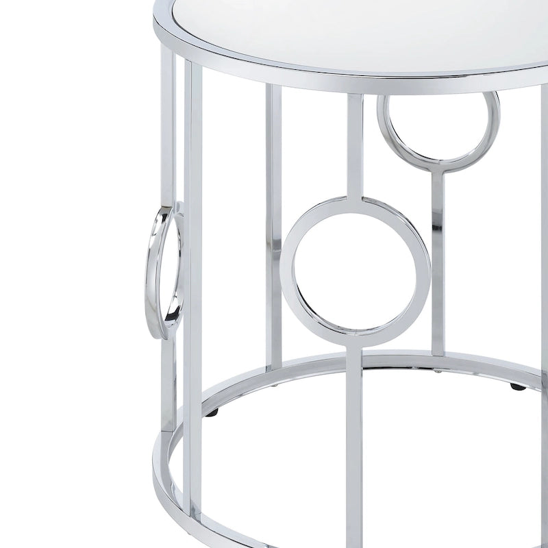 Tavolino a specchio Hoop Glam Chrome da 23 pollici di Furniture of America