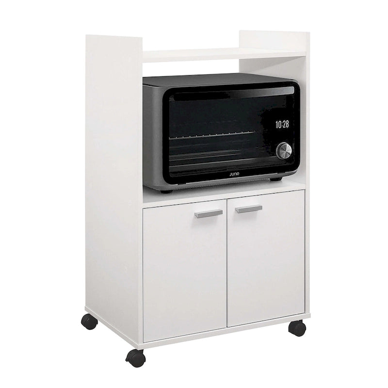 Carrello da cucina per microonde a 2 ante, Bianco