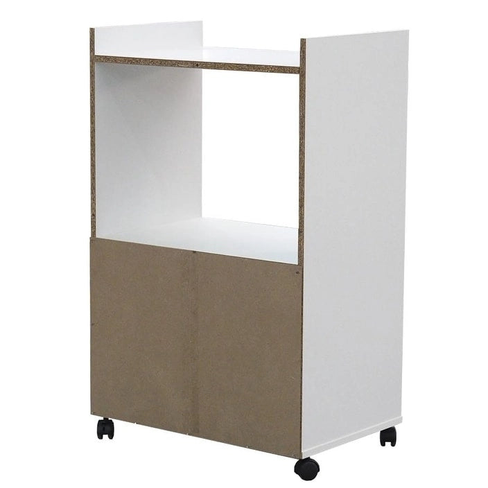 Carrello da cucina per microonde a 2 ante, Bianco