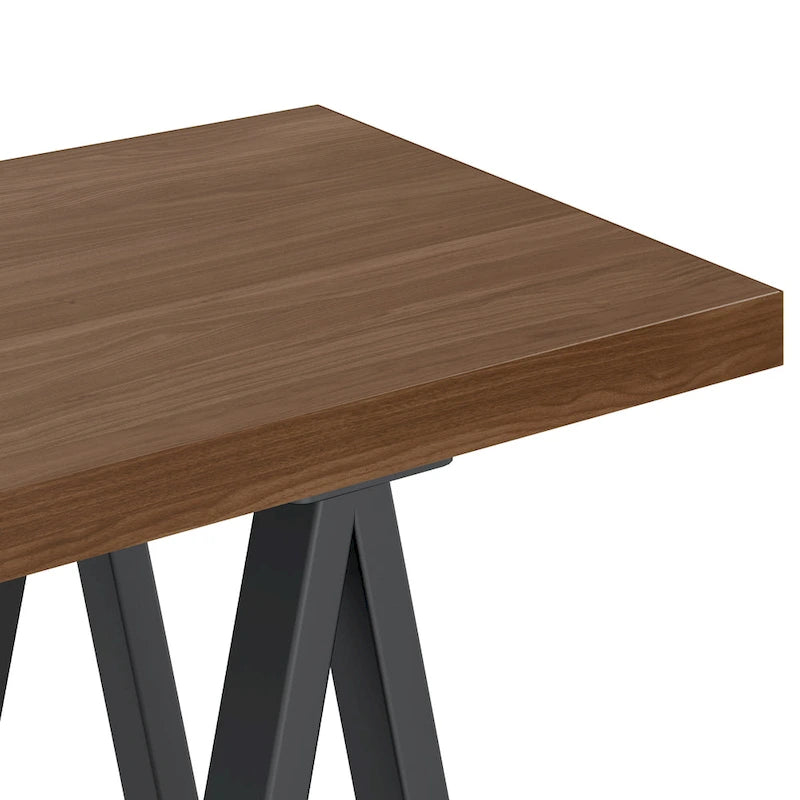 Consolle da divano Hawkins moderna industriale in LEGNO MASSICCIO NOCE e metallo, larghezza 50 pollici, in NOCE MASSELLO