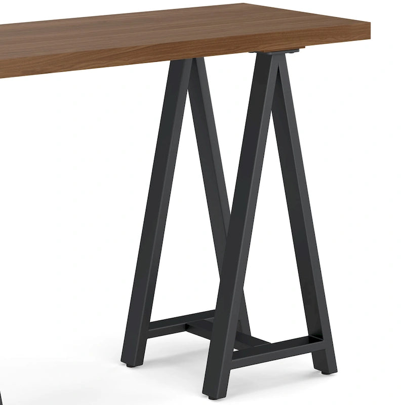 Consolle da divano Hawkins moderna industriale in LEGNO MASSICCIO NOCE e metallo, larghezza 50 pollici, in NOCE MASSELLO
