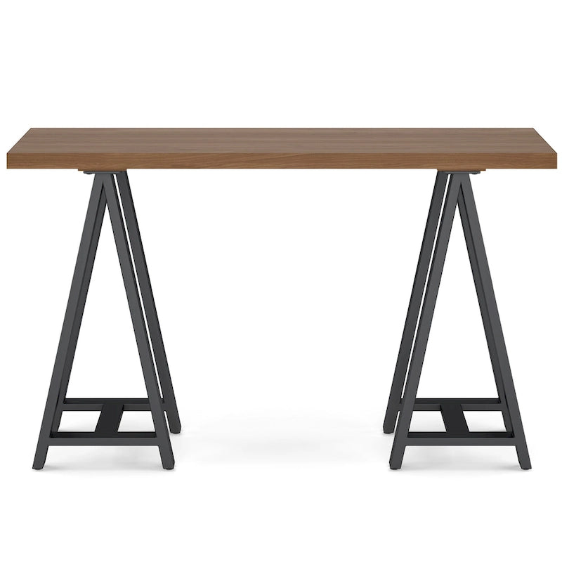 Consolle da divano Hawkins moderna industriale in LEGNO MASSICCIO NOCE e metallo, larghezza 50 pollici, in NOCE MASSELLO