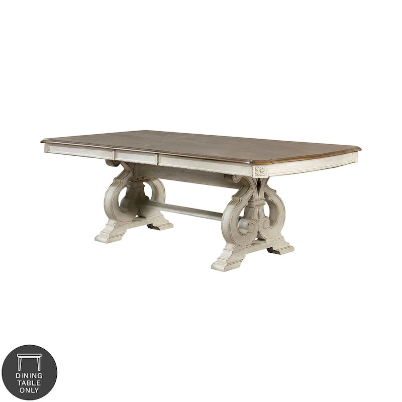 Il tavolo da pranzo allungabile The Gray Barn Caelum Farmhouse White da 96 pollici