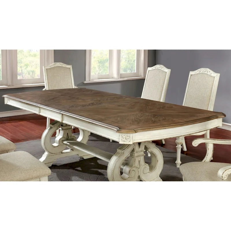 Il tavolo da pranzo allungabile The Gray Barn Caelum Farmhouse White da 96 pollici