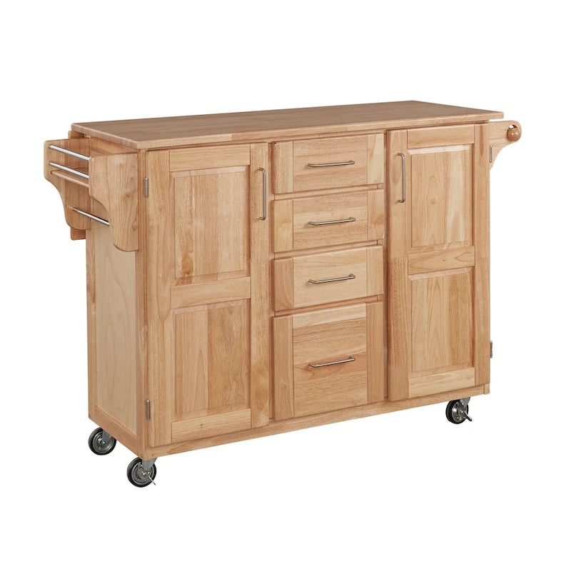 Carrello da cucina in legno naturale con bancone per la colazione