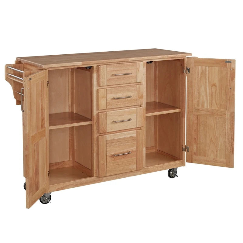 Carrello da cucina in legno naturale con bancone per la colazione