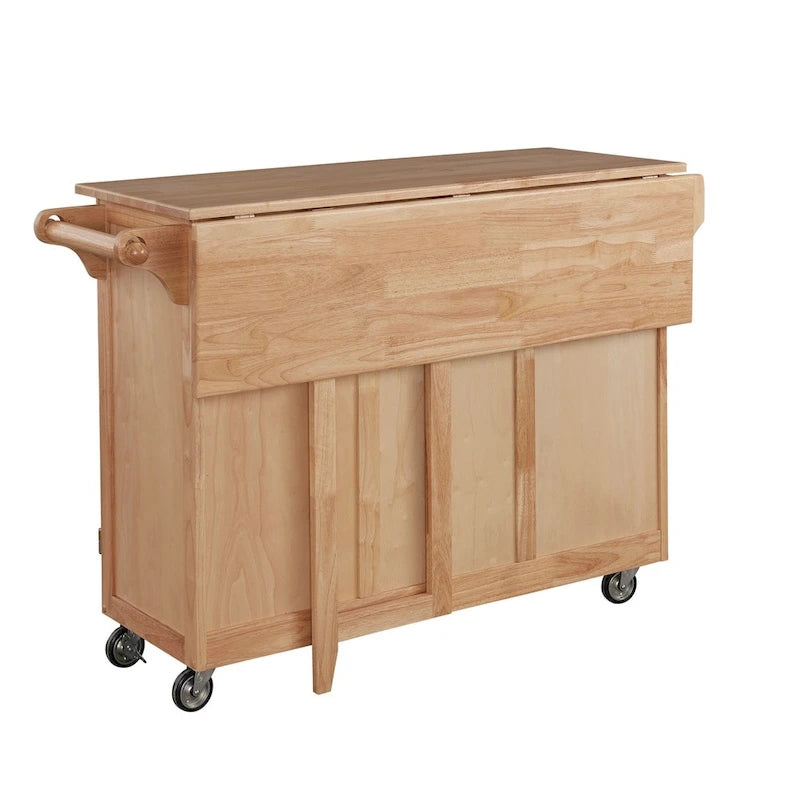 Carrello da cucina in legno naturale con bancone per la colazione