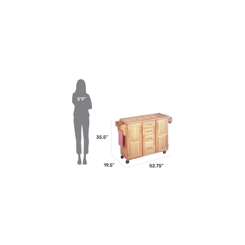 Carrello da cucina in legno naturale con bancone per la colazione