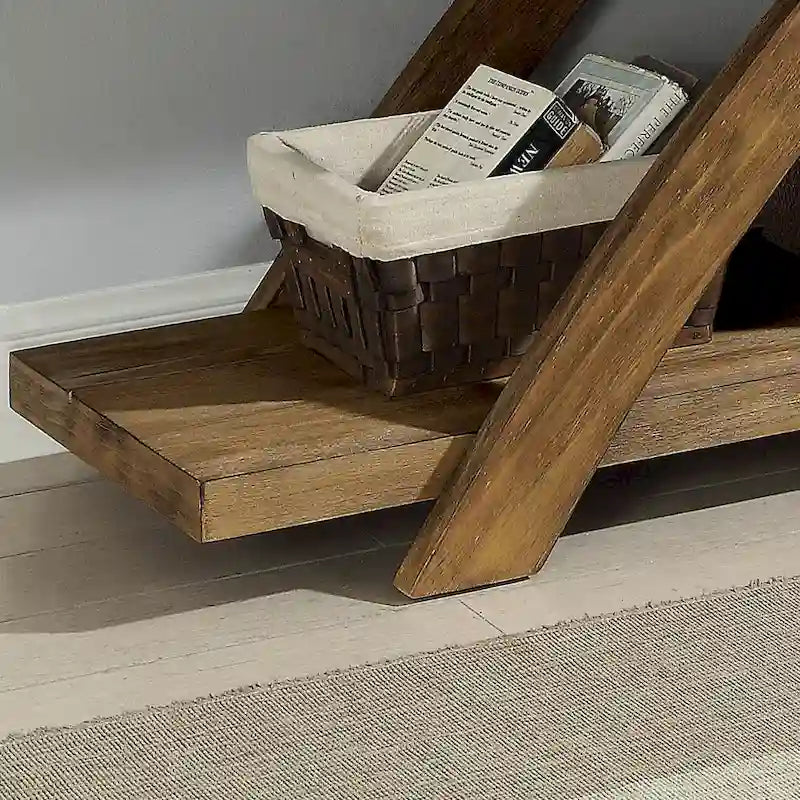 Vown Rustic Oak Tavolino da Divano a 1 Ripiano in Legno Massello da 48 Pollici di Furniture of America