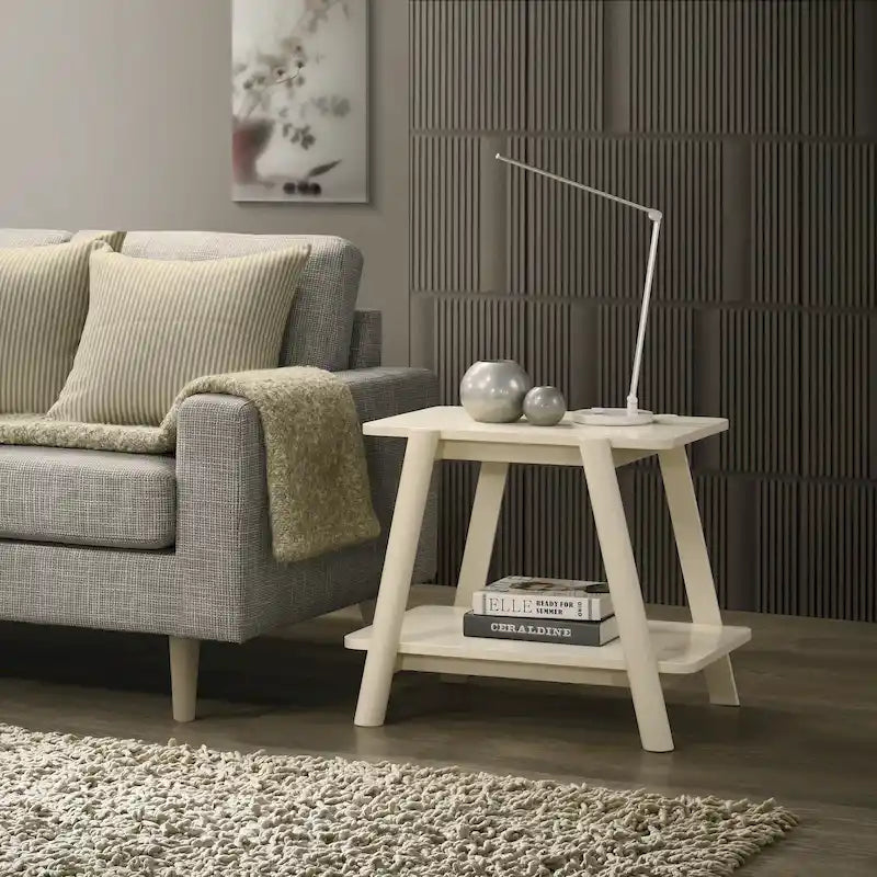 Tavolino contenitore rotondo in legno Metz Mid-Century Modern di Roundhill Furniture