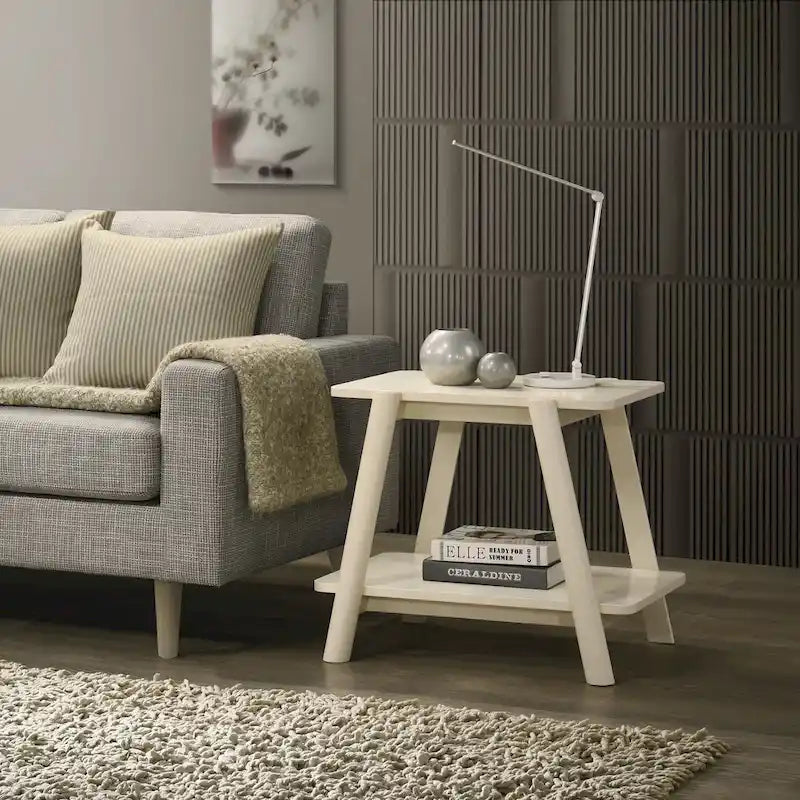 Tavolino contenitore rotondo in legno Metz Mid-Century Modern di Roundhill Furniture