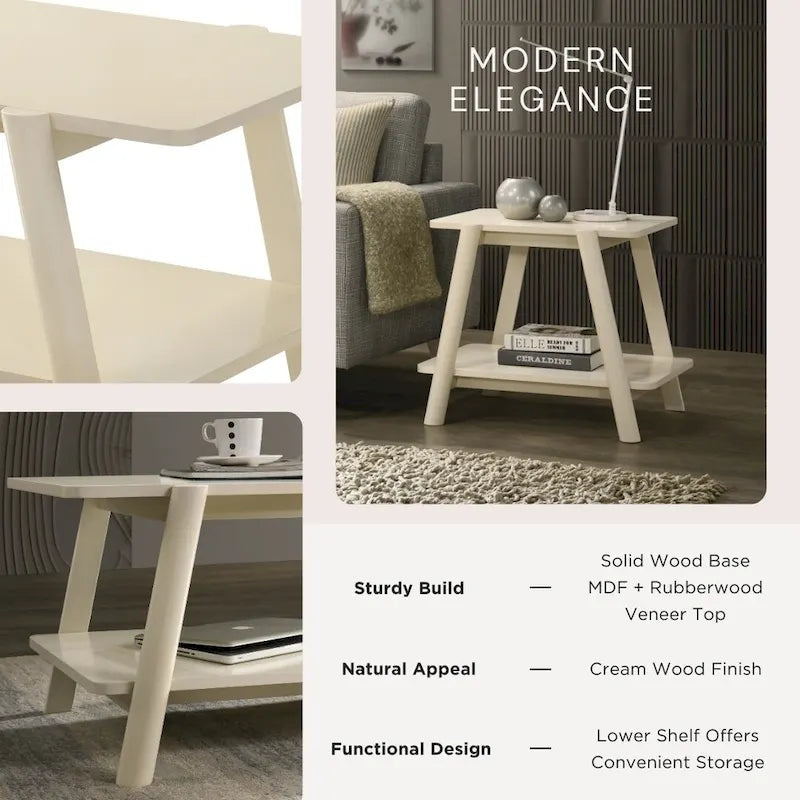 Tavolino contenitore rotondo in legno Metz Mid-Century Modern di Roundhill Furniture