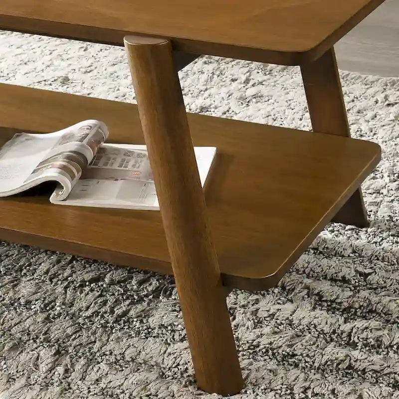 Tavolino contenitore rotondo in legno Metz Mid-Century Modern di Roundhill Furniture
