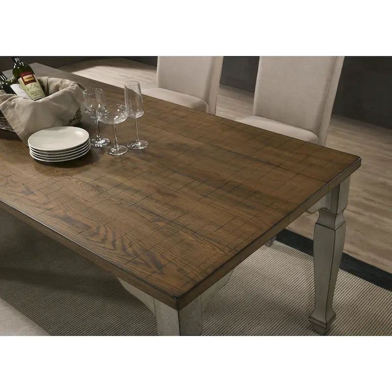 Set da pranzo Roundhill Furniture Breda in legno anticato grigio e rovere scuro, tavolo con sei sedie