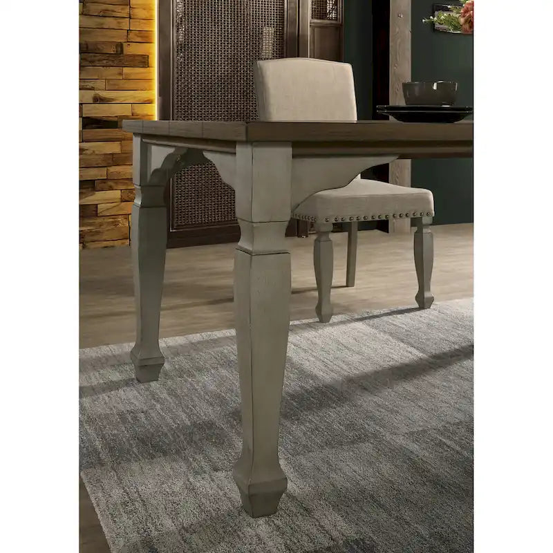 Set da pranzo Roundhill Furniture Breda in legno anticato grigio e rovere scuro, tavolo con sei sedie