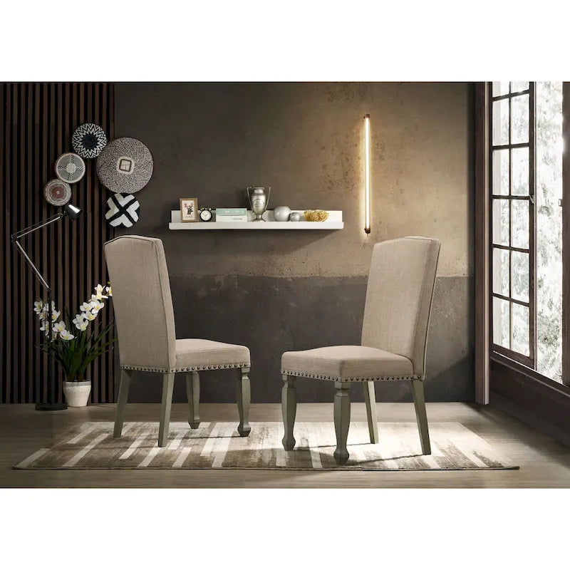 Set da pranzo Roundhill Furniture Breda in legno anticato grigio e rovere scuro, tavolo con sei sedie