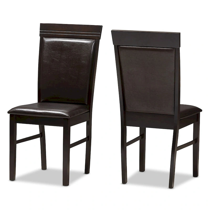 Set di Sedie da Pranzo Contemporanee in Similpelle Marrone Scuro di Baxton Studio