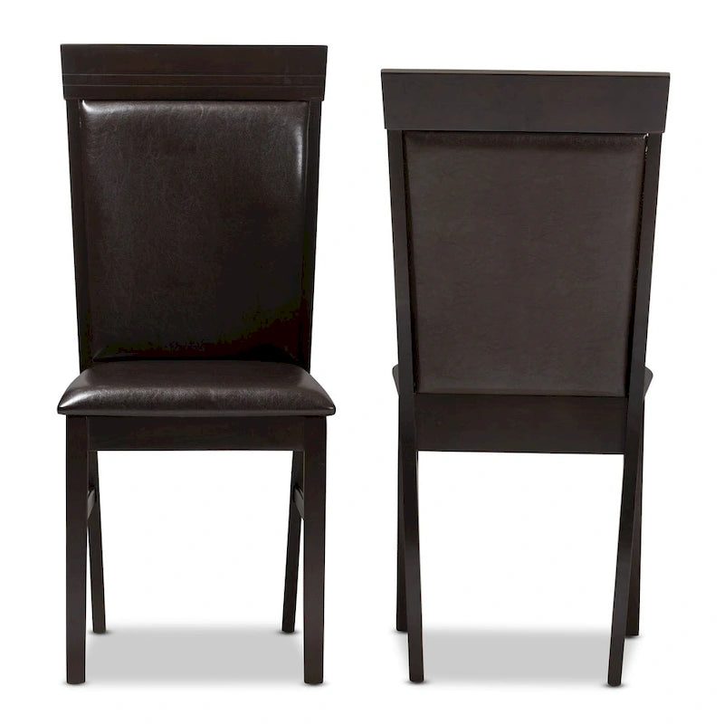 Set di Sedie da Pranzo Contemporanee in Similpelle Marrone Scuro di Baxton Studio
