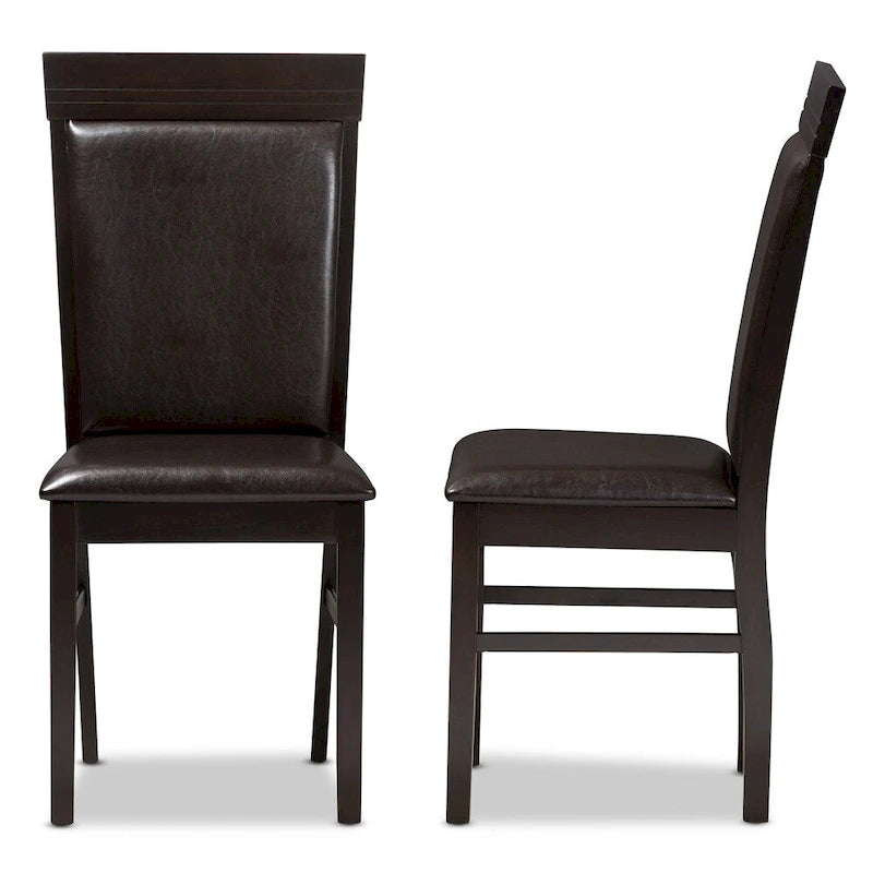 Set di Sedie da Pranzo Contemporanee in Similpelle Marrone Scuro di Baxton Studio
