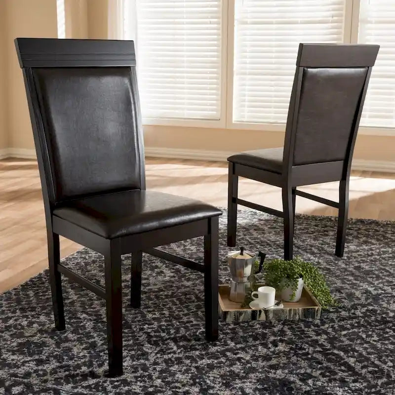 Set di Sedie da Pranzo Contemporanee in Similpelle Marrone Scuro di Baxton Studio