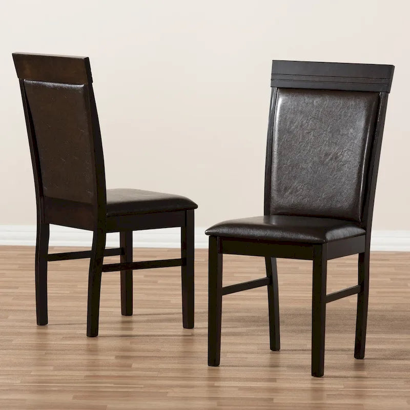 Set di Sedie da Pranzo Contemporanee in Similpelle Marrone Scuro di Baxton Studio