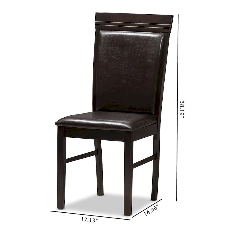 Set di Sedie da Pranzo Contemporanee in Similpelle Marrone Scuro di Baxton Studio