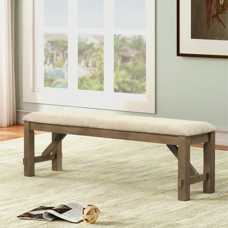 Set da pranzo da 6 pezzi Roundhill Furniture Raven Wood, tavolo da pranzo con 4 sedie e panca, pino marrone smaltato