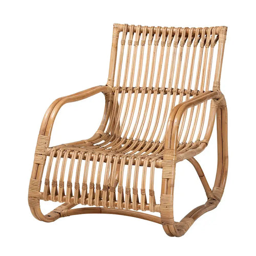 Fauteuil d'appoint en rotin naturel Blanca, style bohème moderne
