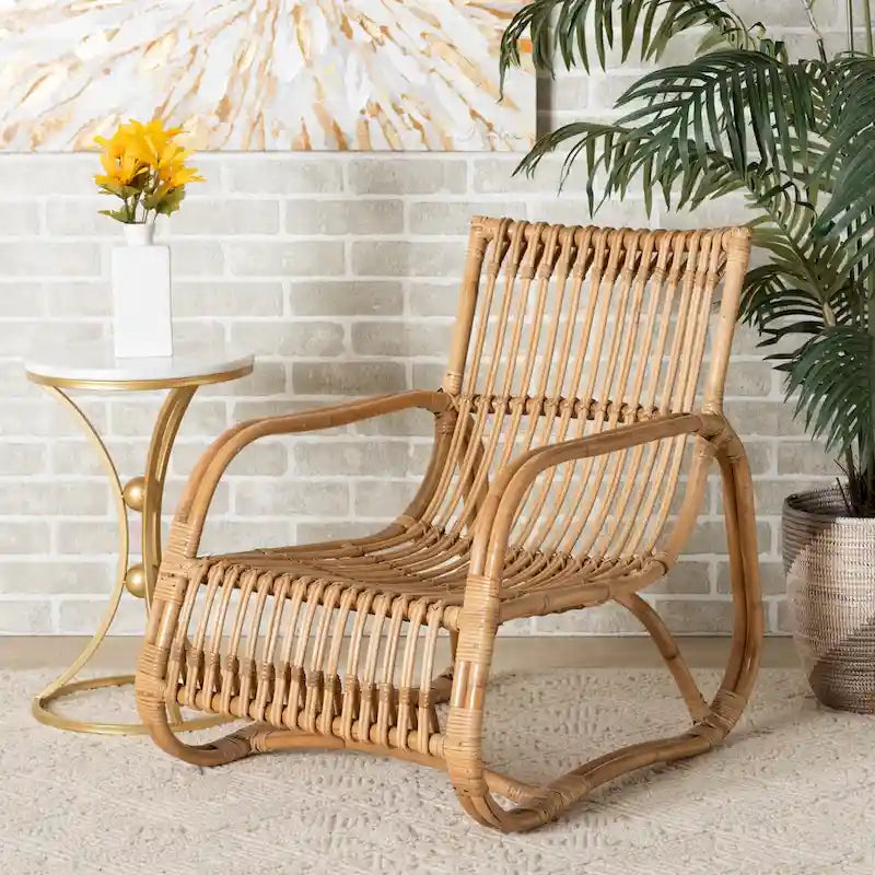 Sedia occasionale moderna bohémien Blanca in rattan naturale
